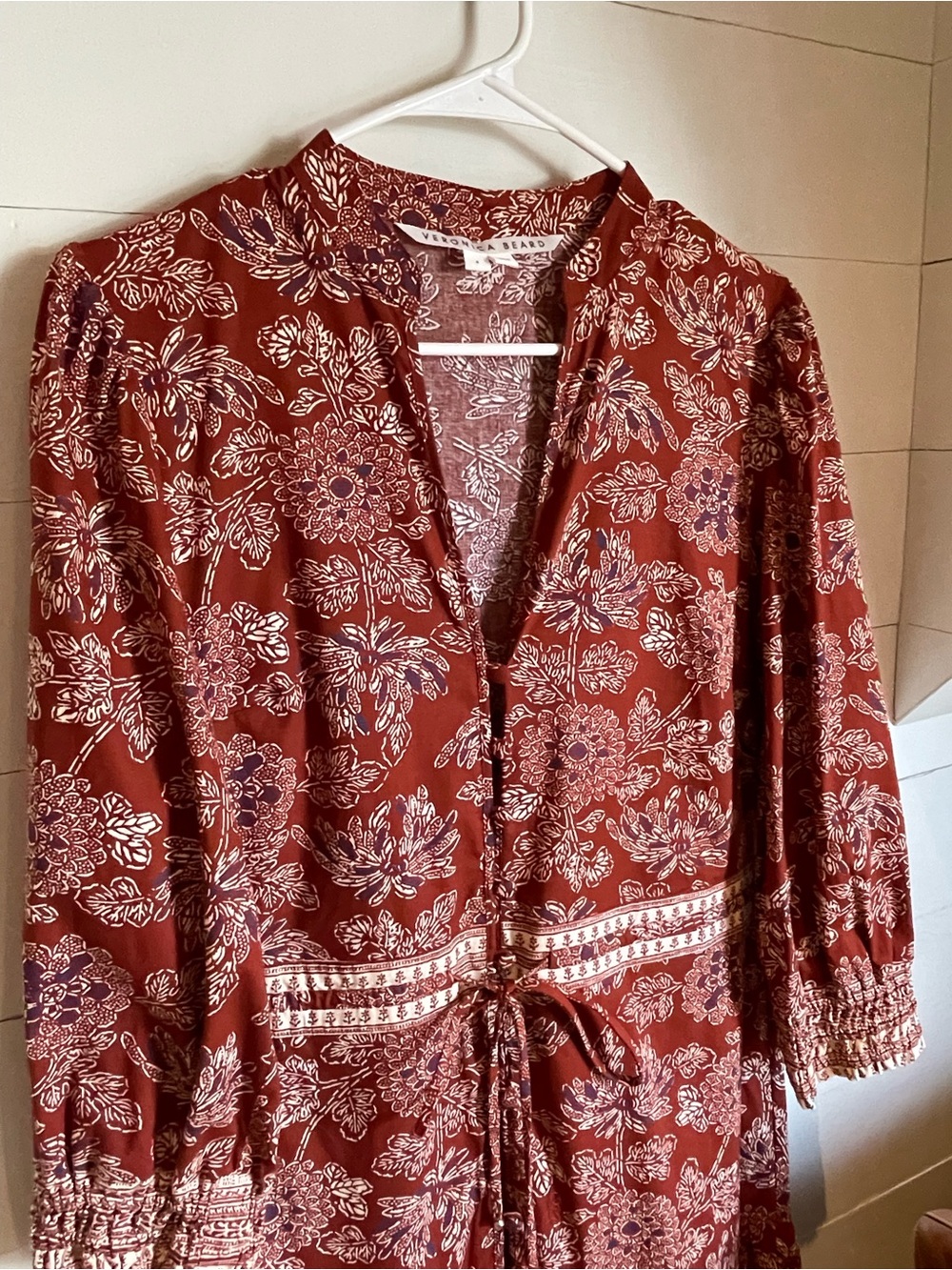 Veronica Beard Rust Floral Tiered Maxi Dress - Picture 4 of 6